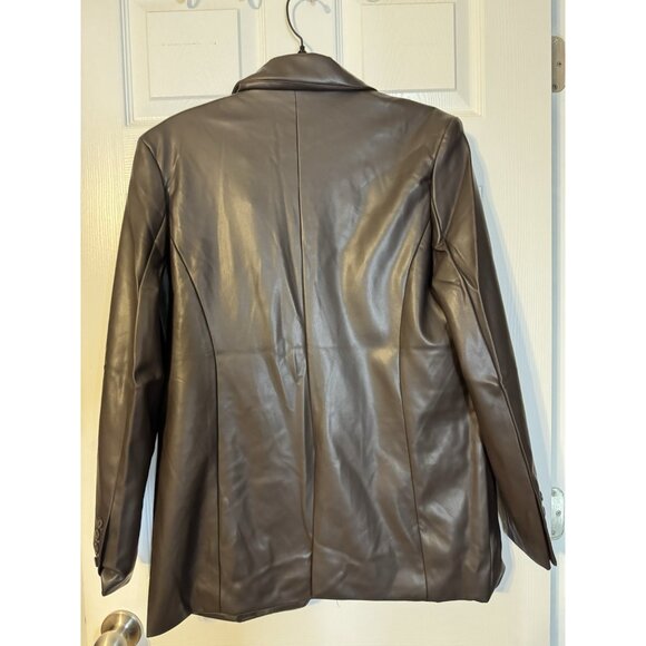 NOIR Suit Jacket Blazer M Medium Dark Chocolate Brown Vegan Leather NEW - Picture 6 of 14